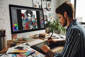 Hands-on practice with Adobe software in Inspiro Edutech’s Graphic Design Course